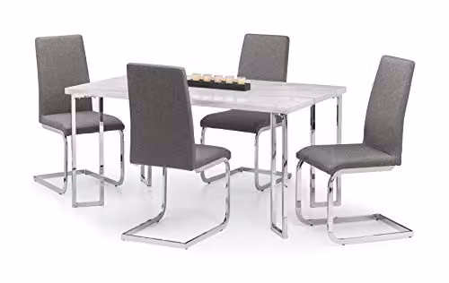 Julian Bowen Positano Rectangular White Marble and Silver Chrome Dining Table W/D/H: 180 x 90 x 75.5 cm – 2