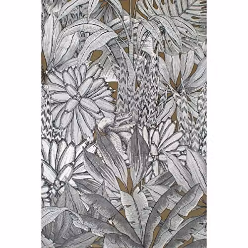 Muriva Lush Forest Modern Floral Wallpaper in Green and Grey with Metallic Tropical Foliage and Jungle Creatures – 2