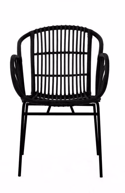 Orsina Black Natural Rattan Chair with Armrests