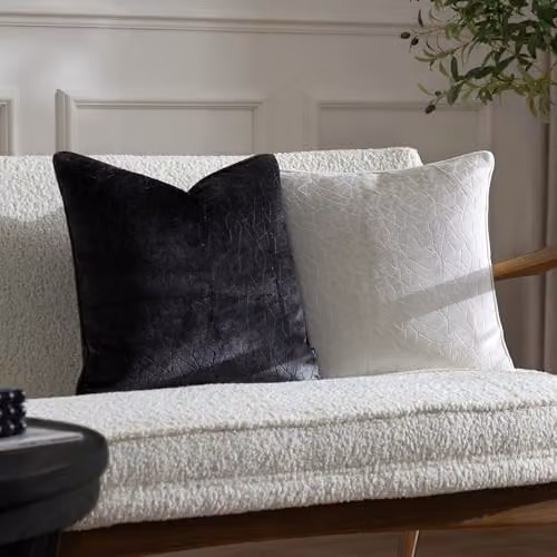 HOEM Malans Cut Velvet Piped Cushion in Beige, W/D/H: 45 x 45 x 45 cm – 2