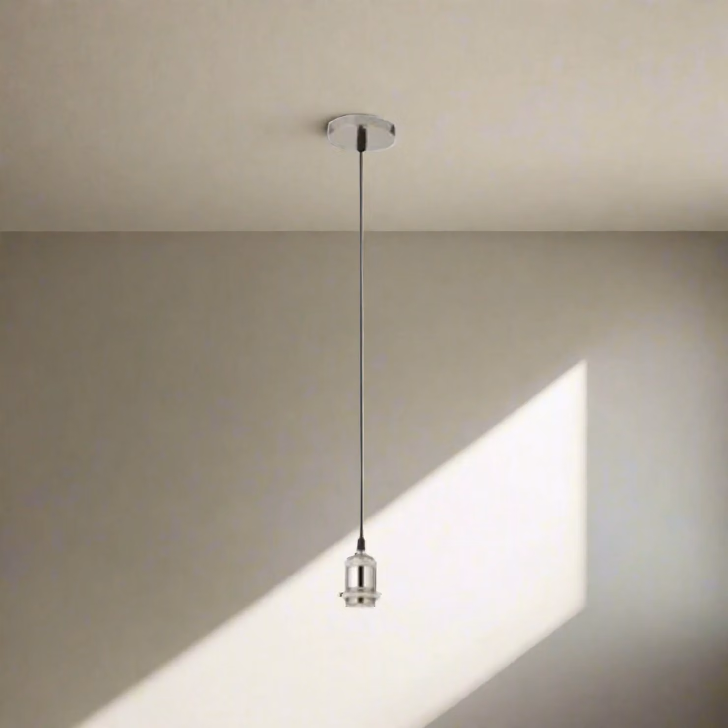 CGC Lighting Adjustable Suspended Pendant Light with Matching Ceiling Rose, Chrome, E27 Bulb Holder – 6
