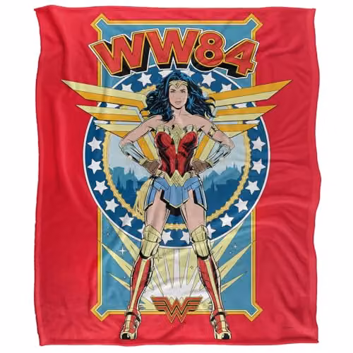 DC Comics Wonder Woman Stand Tall Super Soft Fleece Throw Blanket, White, W/D/H: 152 x 127 cm – 1