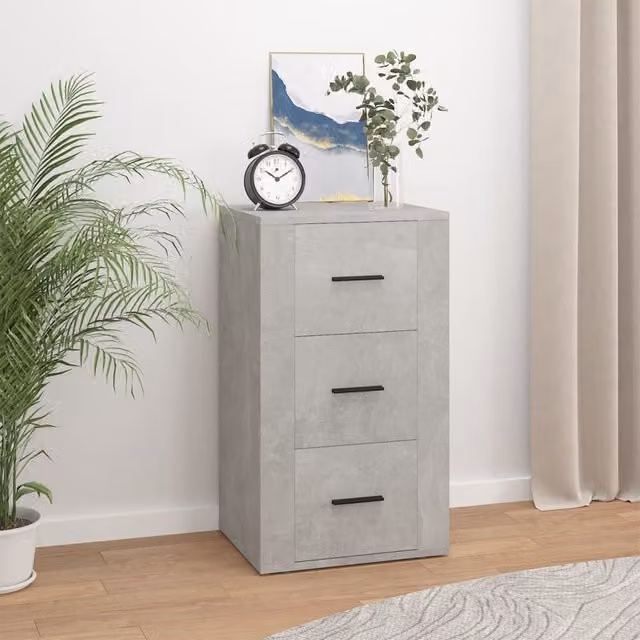 Berkfield Home Sideboard in Concrete Grey, W/D/H: 40 x 33 x 70 cm