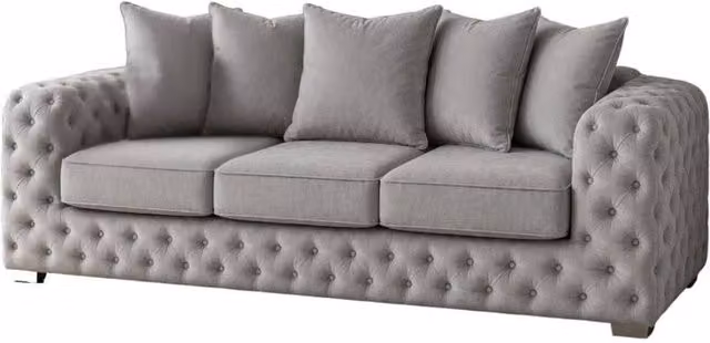 Stratus Interiors Ashley Luxe Chesterfield L-Shape Scatter Back Sofa in Grey