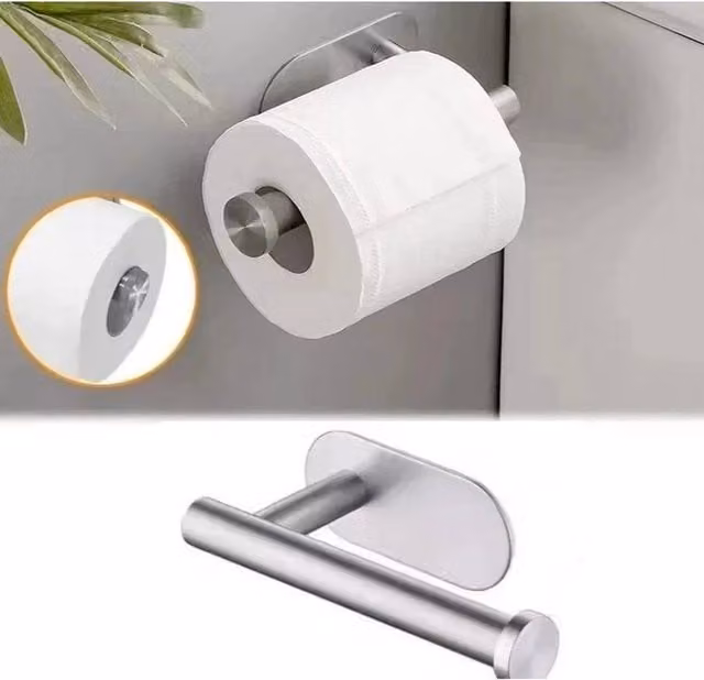 SPETLEK Stainless Steel Self-Adhesive Toilet Roll Holder in Silver