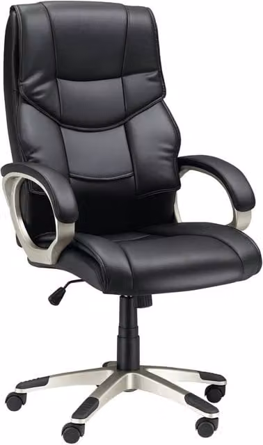 Rolipo Black Faux Leather High Back Executive Office Chair with Rocking Function and Headrest – 1