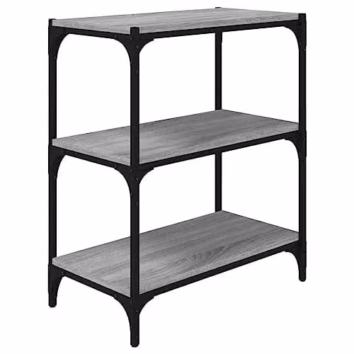 vidaXL Industrial Book Cabinet in Grey Sonoma, W/D/H: 60 x 33 x 70.5 cm, Made of MDF and Metal – 1