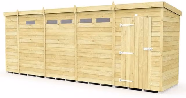 Buttercup Farm Brown Pent Security Wood Shed with Single Door, L118 x W492 x H201 cm