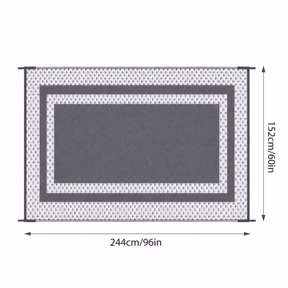 FLAVORA Reversible Grey Terrace Mat for Garden, Balcony or RV Camping, W: 152 cm, D: 244 cm – 2