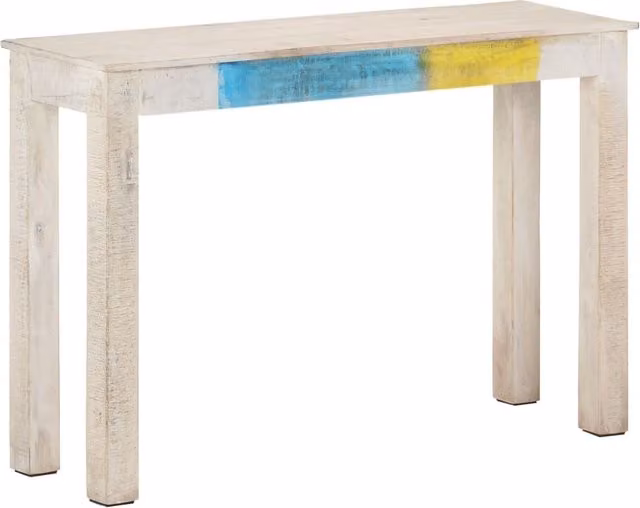Berkfield Home White Rustic Mango Wood Console Table W/D/H: 115 x 35 x 77 cm