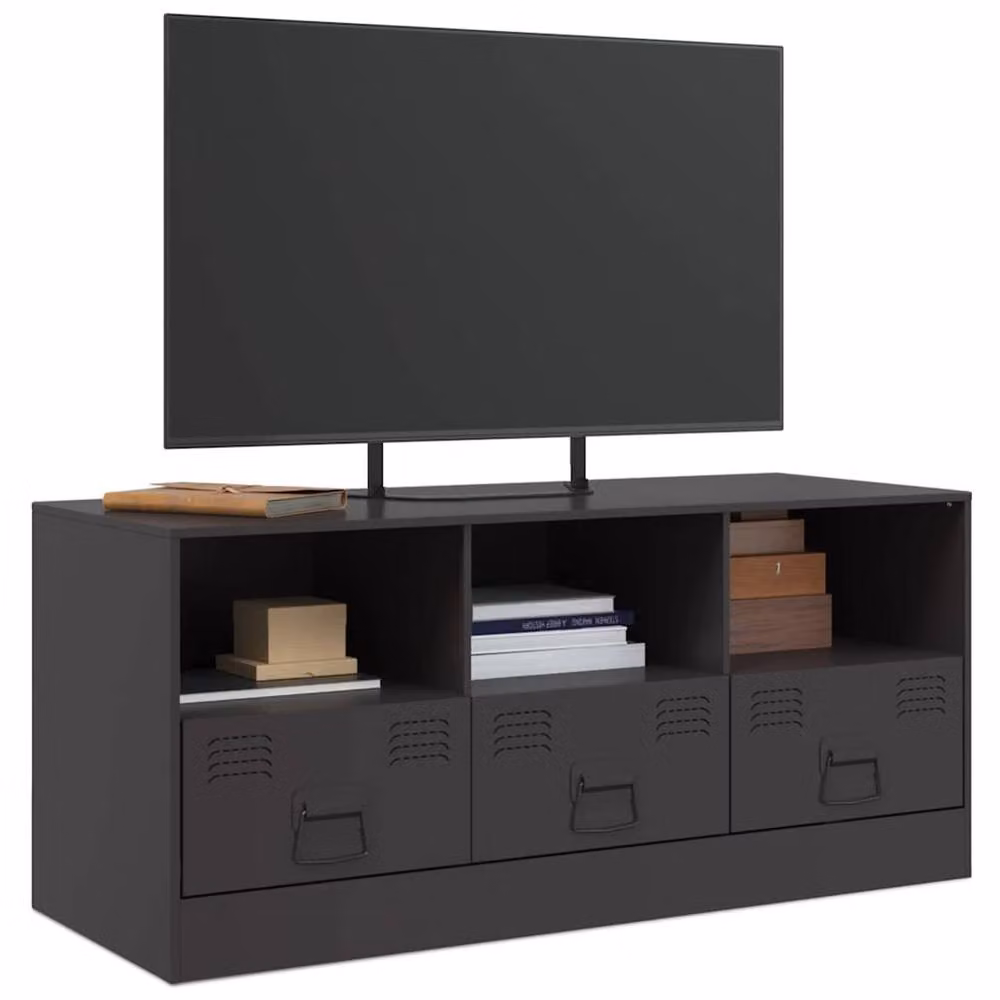 Berkfield Home Matt Black Metal TV Cabinet W/D/H: 99 x 39 x 44 cm – 4