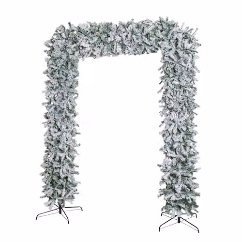 Samuel Alexander 8ft Snow Flocked Christmas Tree with 2000 Tips in White and Green – 2