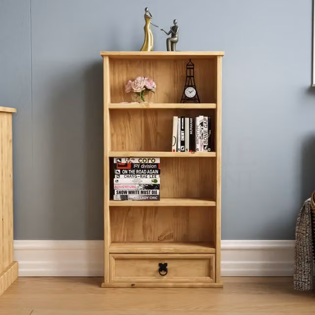 Vida Designs Rustic Waxed Pine DVD Rack in Brown