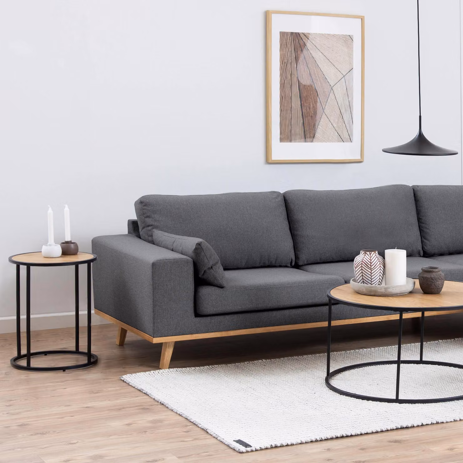 Furniture To Go Seaford Round Side Table with Black Metal Legs and Oak Top – 3