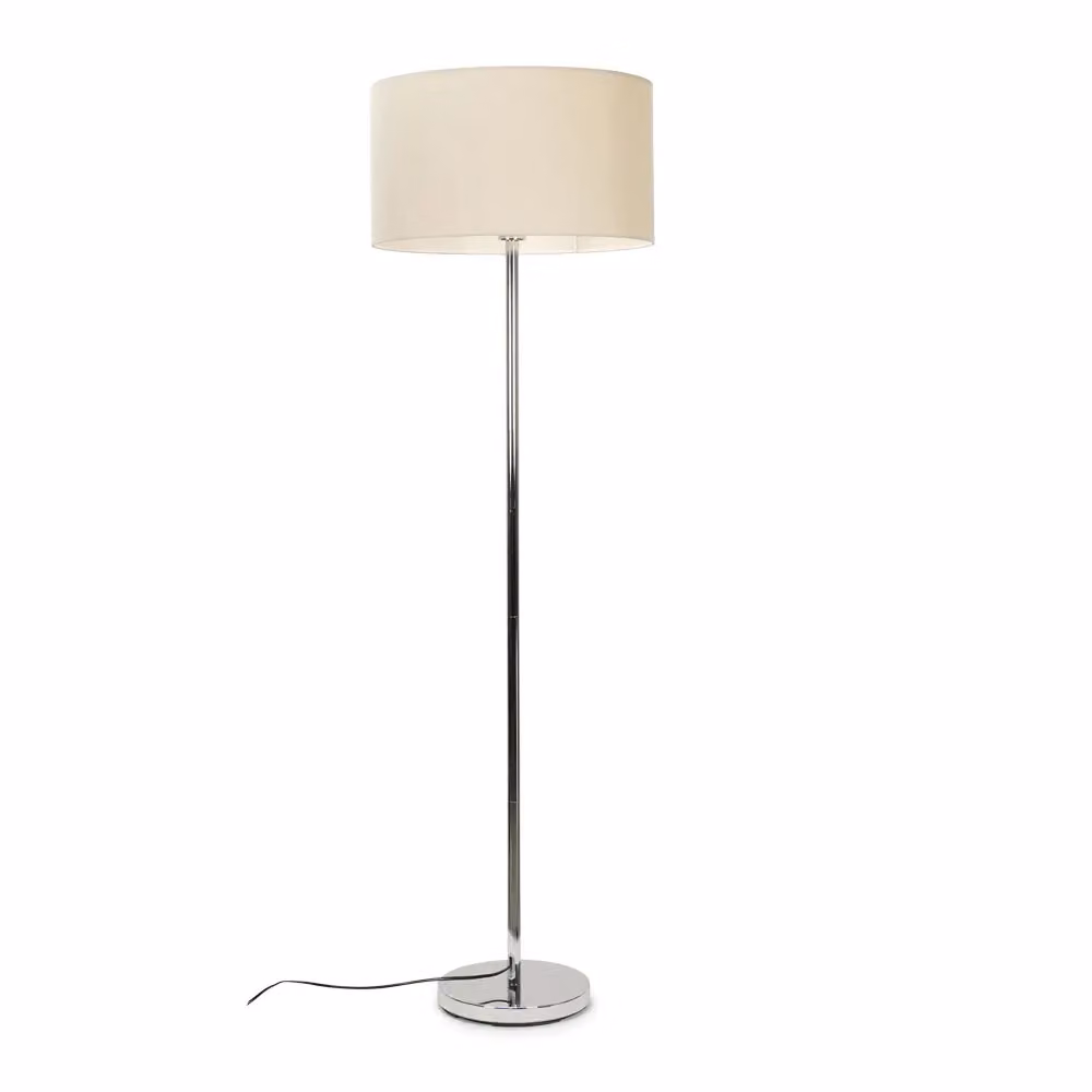 ValueLights Charlie Chrome Floor Lamp with Beige Fabric Shade – 2