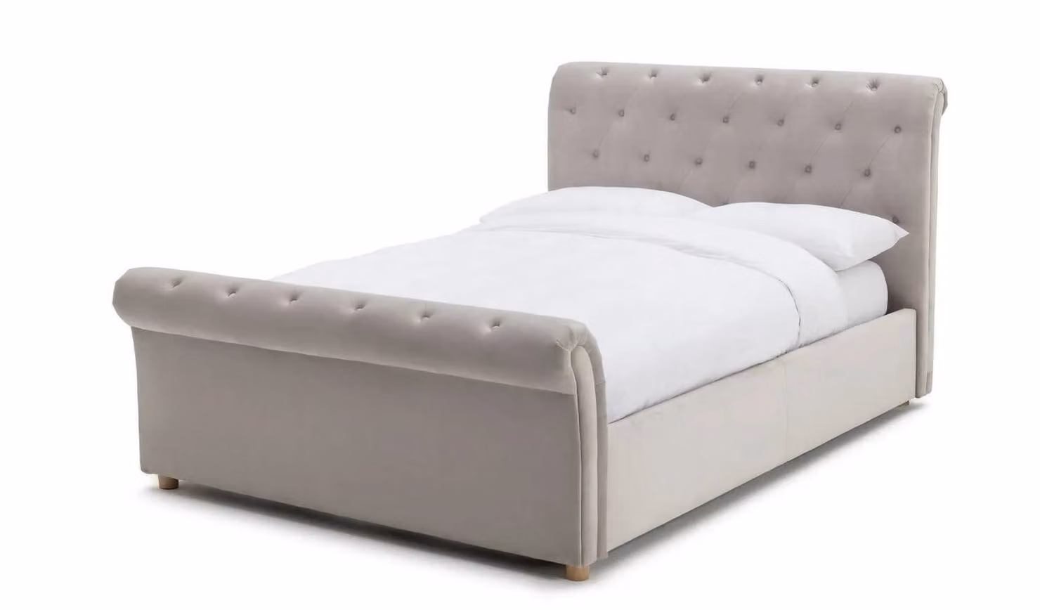 Harrogate Kingsize Ottoman Bed in Silver Grey Velvet Fabric with Lift Up Base, H: 112 cm, W: 180 cm, D: 200 cm