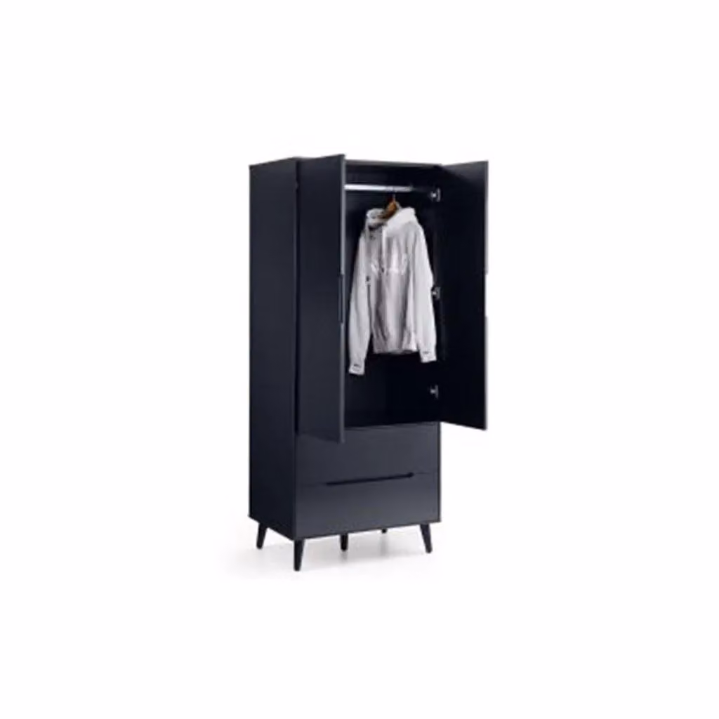Ashfield Retro Anthracite Combination Wardrobe in Dark Grey with Hinged Doors and Internal Drawers – 2