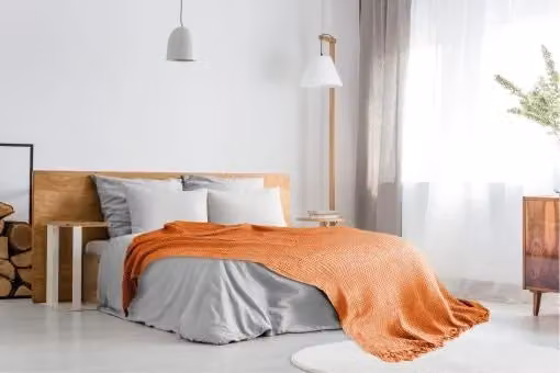 Emma Barclay Waffle Pique Cotton Throw in Orange with Fringes, W/D/H: 228 x 254 cm – 3