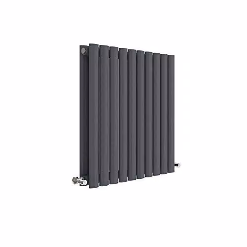 Nuie Revive HLA38D Modern Wall Mount Designer Horizontal Double Panel Radiator, Anthracite, W: 60 cm, H: 58.6 cm, D: 7.8 cm – 1