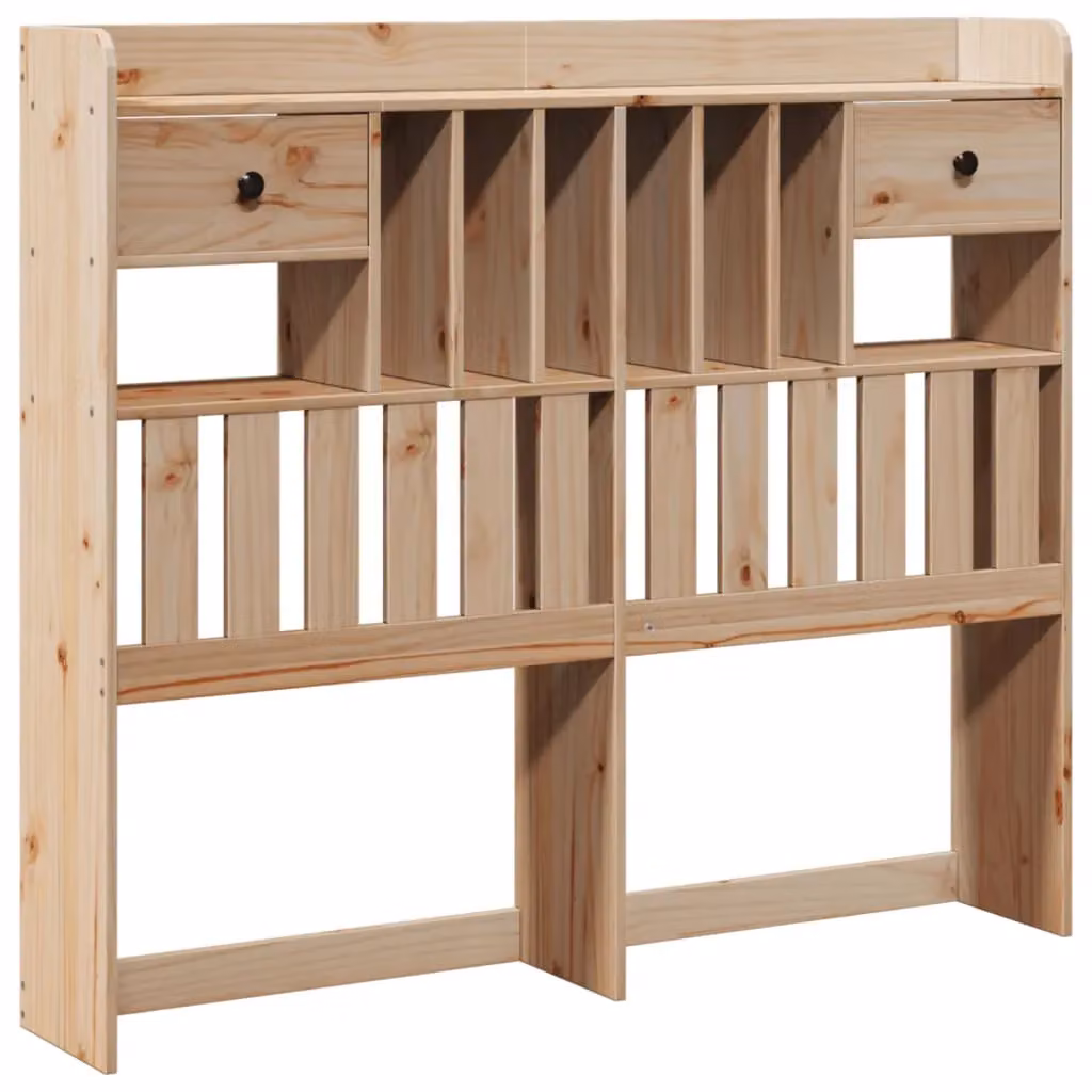 Berkfield Home Rustic Solid Wood Pine Headboard with Storage, Brown, Width: 135 cm – 2