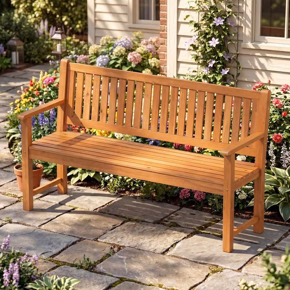Havendro 3-Seater Wooden Outdoor Garden Bench in Brown – 2