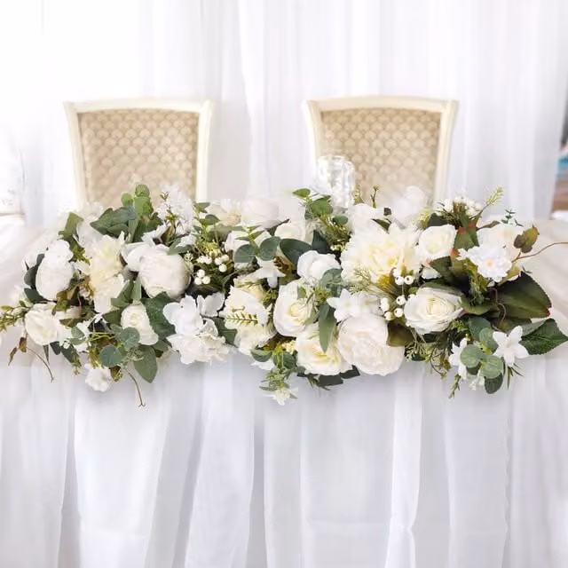 Livingandhome White Artificial Silk Peony Flower Panel, 25 x 25 cm