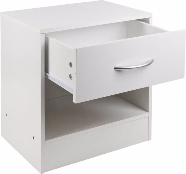 URBNLIVING Modern 1 Drawer Compact Bedside Cabinet in White