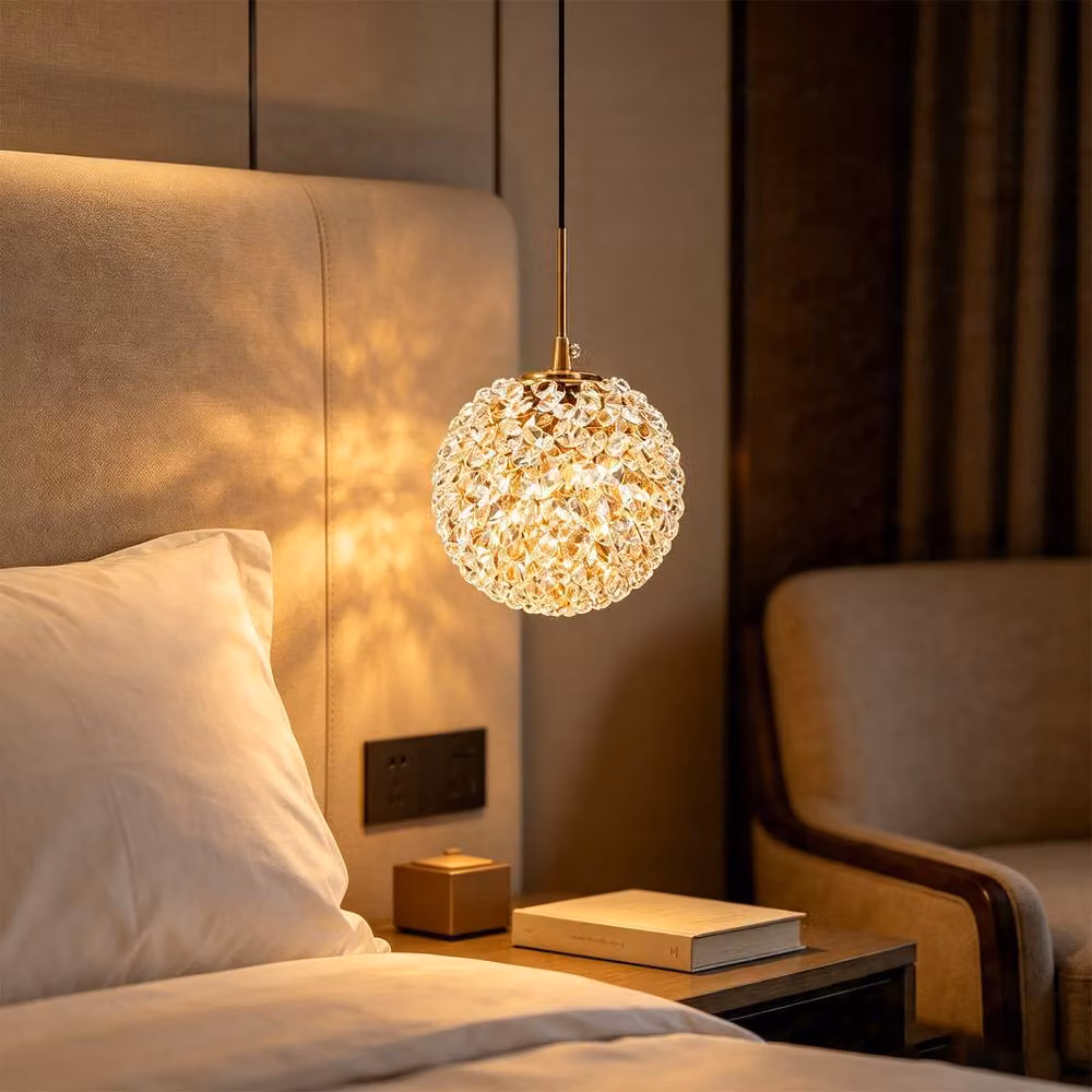INMTFEI Gold and Black K9 Crystal Glass Sphere Pendant Light with G9 Fixture – 2