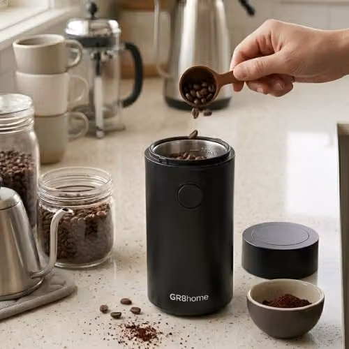 Gr8 Home Electric Coffee Bean, Spice and Herb Grinder, 150W, 60g, Black – 4
