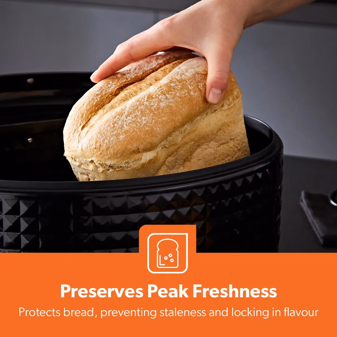 Geepas Argyle 9L Bread Bin Carbon Steel Container with Flip-Open Lid in Black – 3