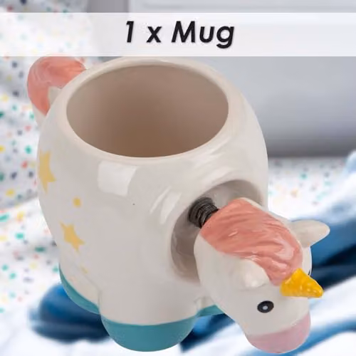 VFM e-Store Shaking Unicorn Wobble Mug, White, W: 11 cm, H: 10 cm – 3
