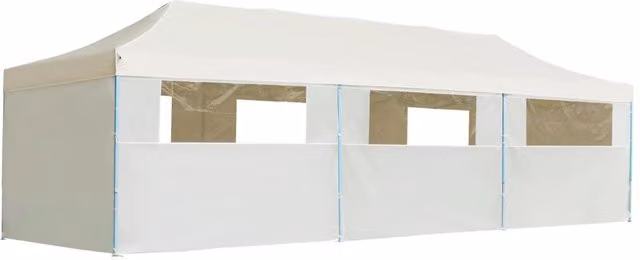 Berkfield Home Folding Pop-up Party Tent with 8 Sidewalls, W: 9 m, D: 3 m, Colour: Beige