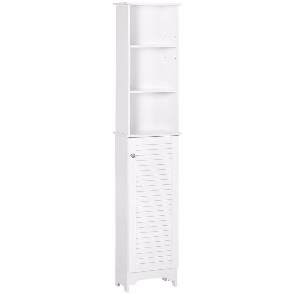 Wyld Haus Nesaco Slim Tall Bathroom Storage Cabinet in White with Roll Shutter Door – 2