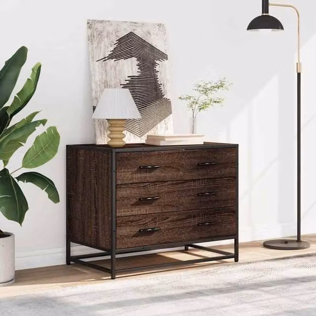 Berkfield Home Elegant Drawer Cabinet in Brown Oak, W/D/H: 70 x 41 x 56 cm – 1