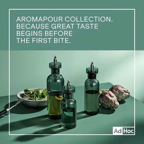 AdHoc AromaPour Grey Glass Oil and Vinegar Bottle, 300ml Non-Drip Dispenser – 4