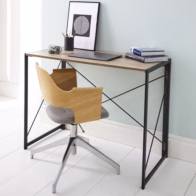 House of Home Folding Wooden Computer Desk in Brown, W/D/H: 100 x 50 x 75 cm – 1