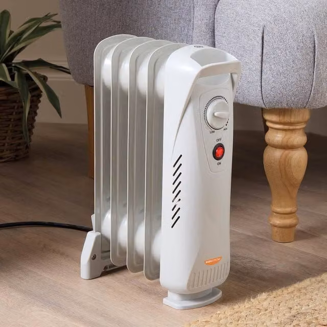 Bergstrom Mini 0.5kW Oil-Filled Radiator, Portable Freestanding Electric Heater in White – 1