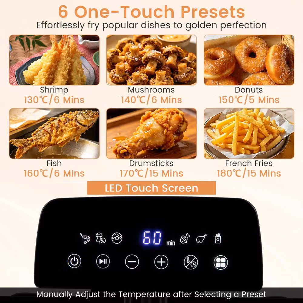 Costway 5L Electric Deep Fryer 2000W with LED Touch Screen and 6 Presets in Silver – 4