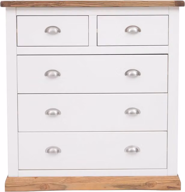 Cabinet Bits Tropea 5 Drawer Chest of Drawers in Off-White with Chrome Cup Handles