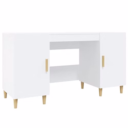 vidaXL Computer Desk in White, W/D/H: 140 x 50 x 75 cm, Engineered Wood