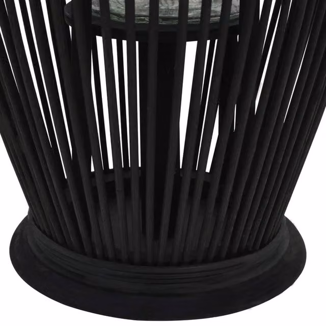 Berkfield Home Hanging Bamboo Candle Lantern Holder, Black, Height: 60 cm – 1