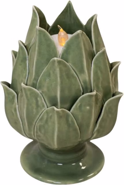 Sage Green Ceramic Artichoke Tealight Candle Holder for Four Candles
