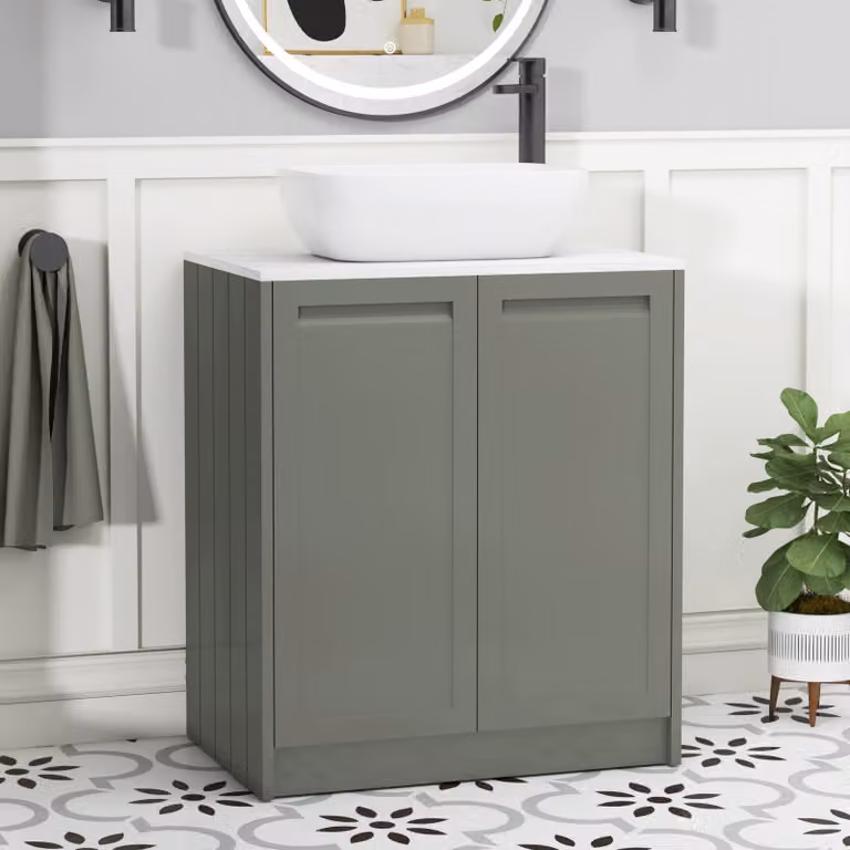 Royal Bathrooms Elmore 700mm Matt Green Floor Standing Countertop Vanity Unit with Elva Basin