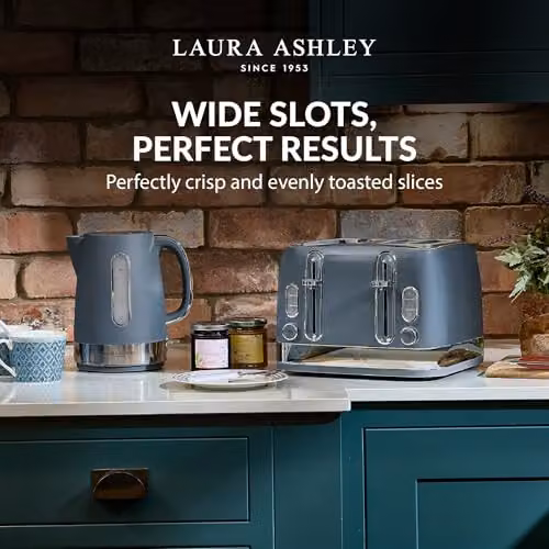 Laura Ashley 4 Slice Stainless Steel Toaster in Blue or Grey – 3