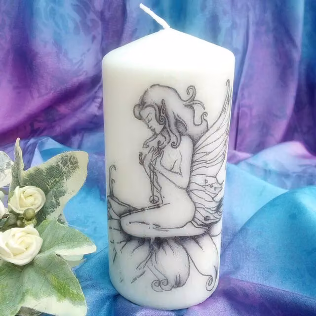 Viki Fairy Pillar Candle, White