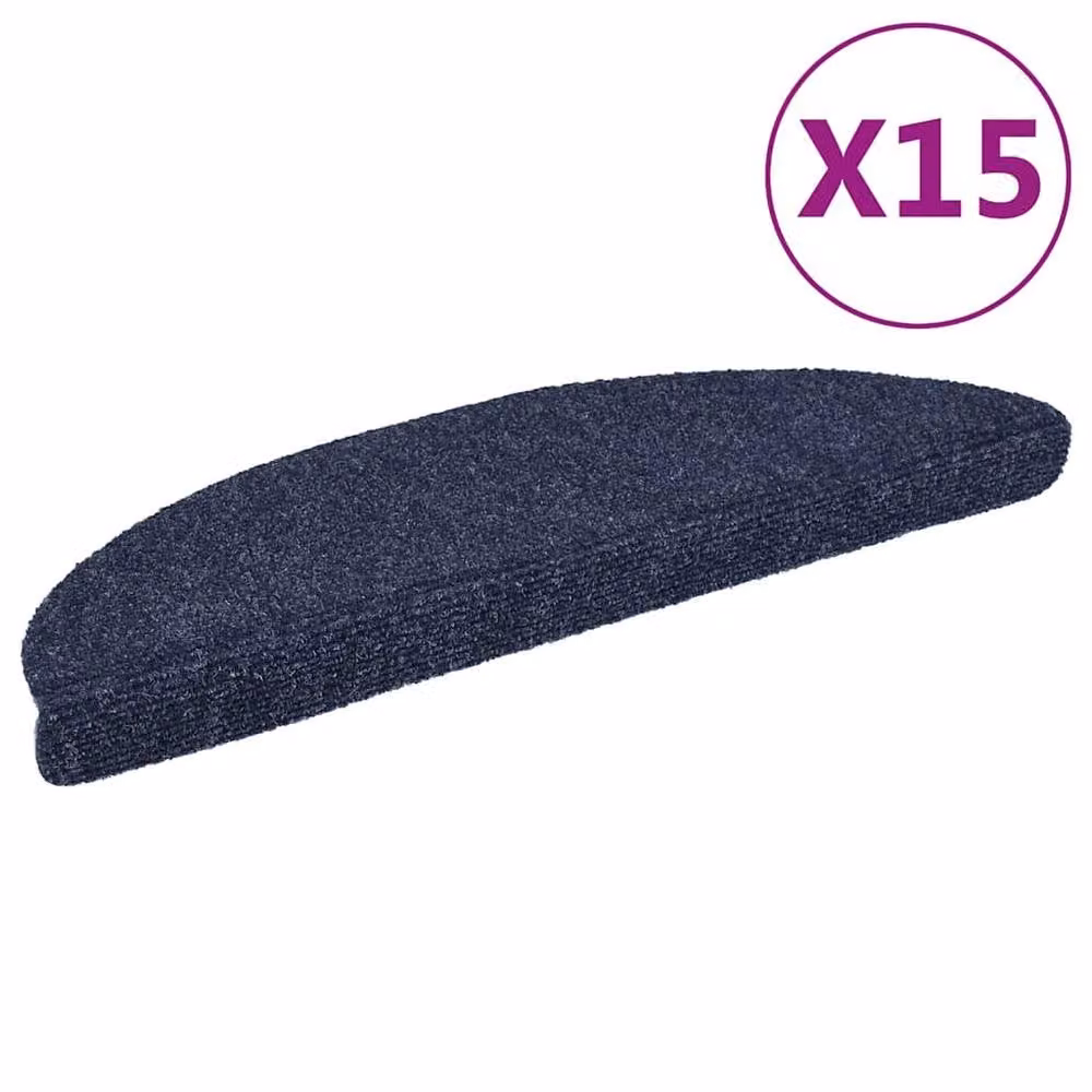 Berkfield Home 15 Piece Self-adhesive Needle Punch Stair Mats, Blue, W: 56 cm, D: 17 cm, H: 3 cm – 2