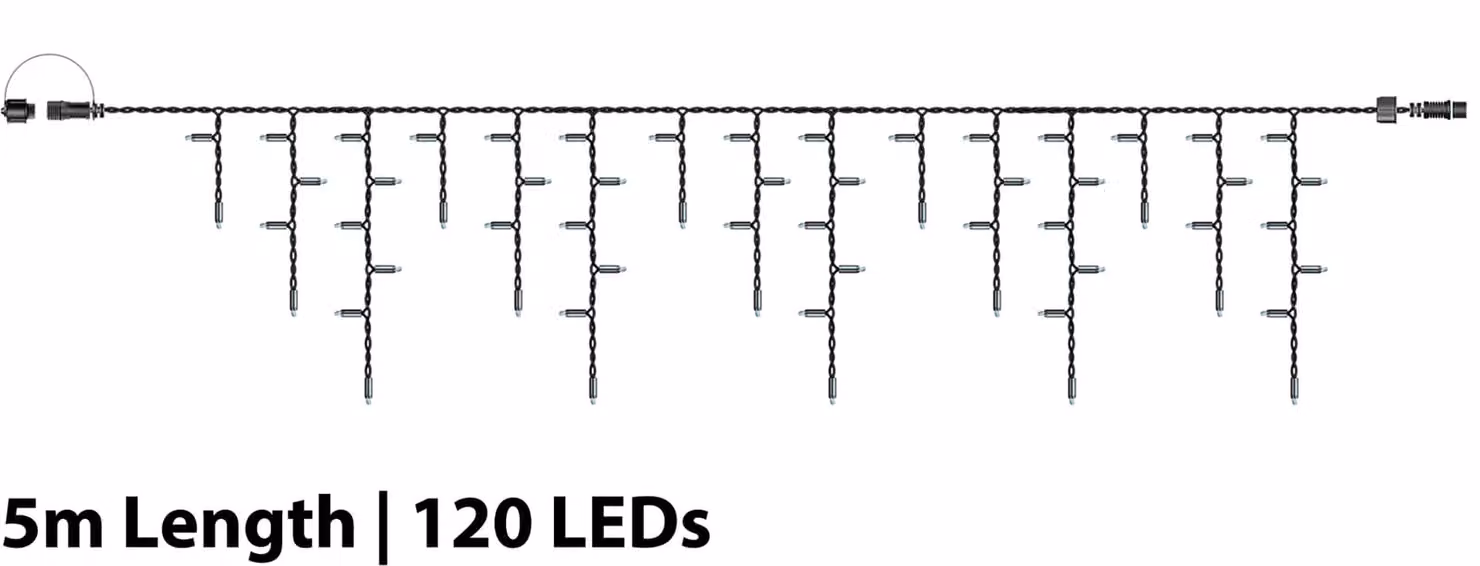 Xmas Haus Connectable LED Icicle Drop Christmas Lights in Black with 120 Cool White Lights – 1
