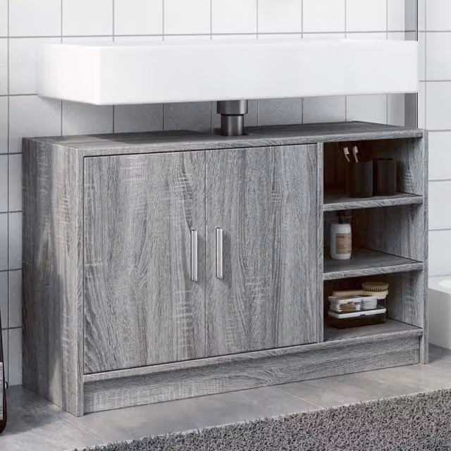 Berkfield Home Grey Sonoma Sink Cabinet W/D/H: 90 x 29 x 55 cm – 1