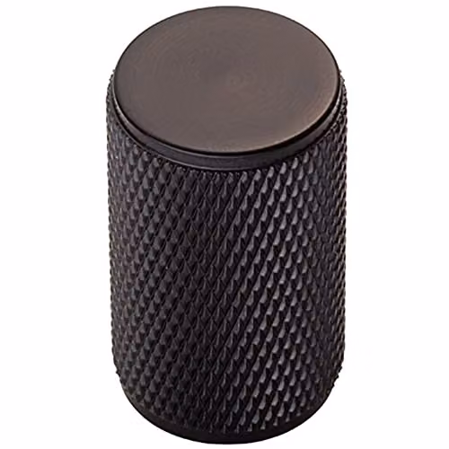 Loops Knurled Cylindrical Cupboard Door Knob in Matt Black – 1