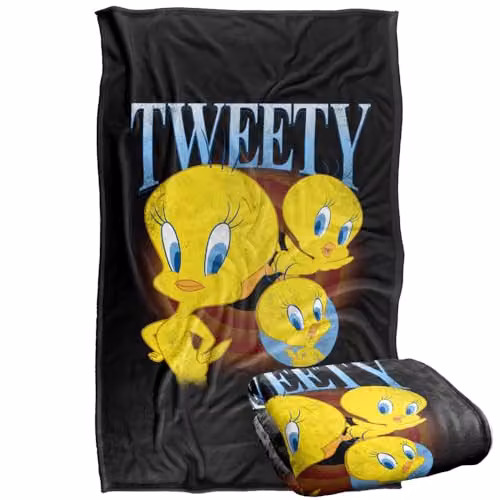 Warner Bros. Looney Tunes Tweety Super Soft Fleece Throw Blanket, Multicolour – 1